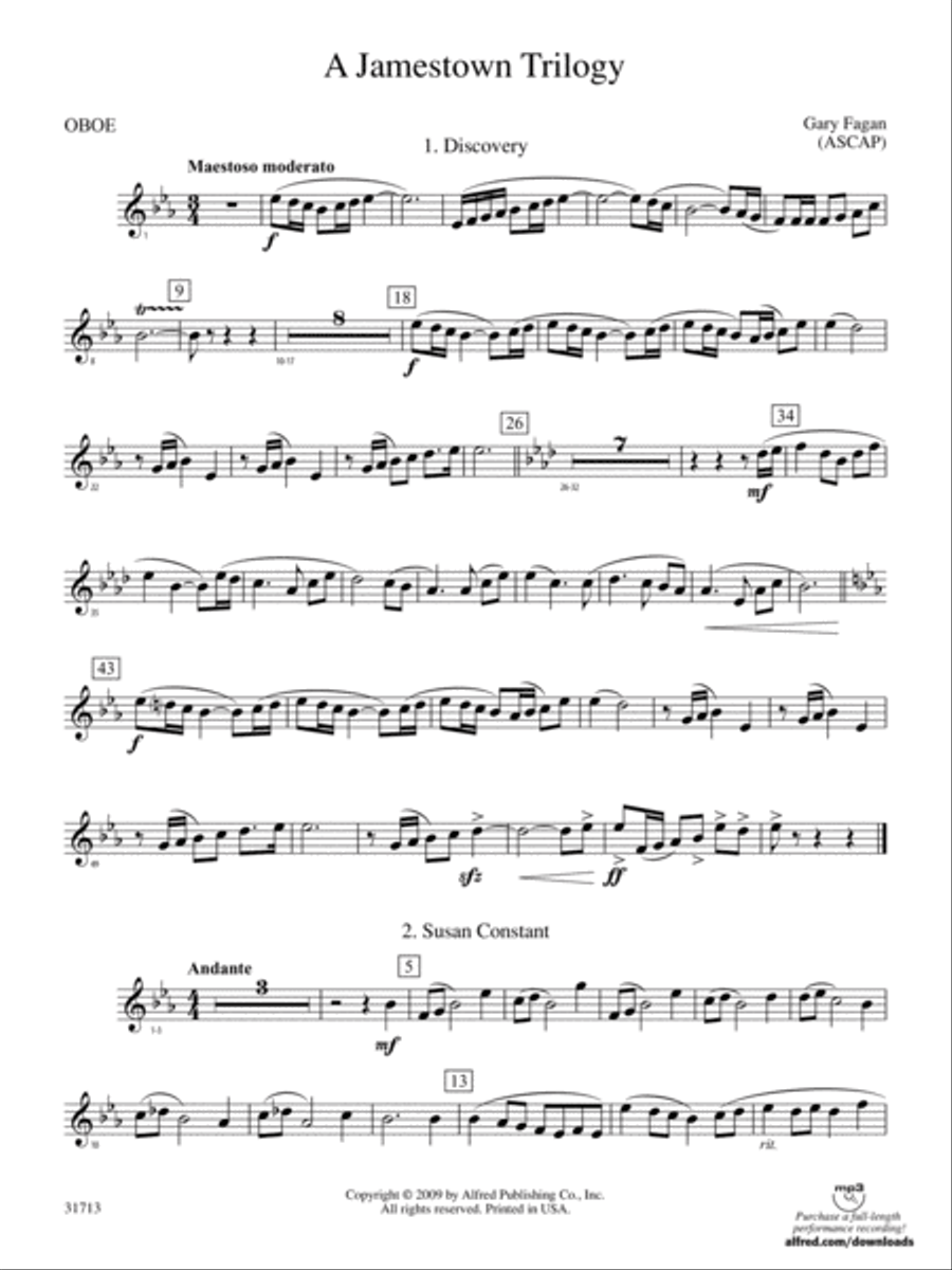 A Jamestown Trilogy: Oboe Concert Band scores gallery preview page 1