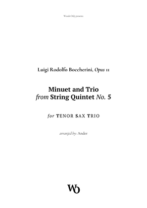Book cover for Minuet by Boccherini for Tenor Sax Trio