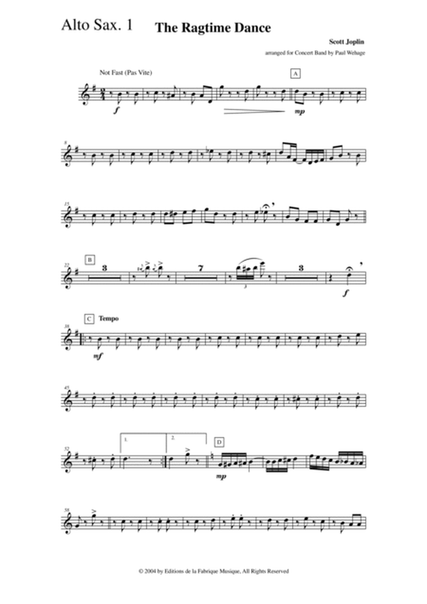 Scott Joplin: The Ragtime Dance, arranged for concert band by Paul Wehage: alto saxophone 1 part