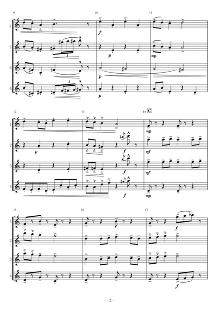 Oompa-loompa-doompadee-doo Flute Quartet scores gallery preview page 2
