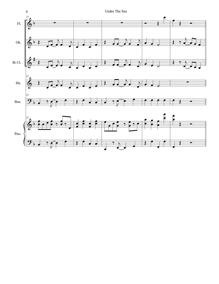 Under The Sea Under The Sea Woodwind Quintet scores gallery preview page 4
