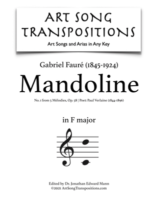 Book cover for FAURÉ: Mandoline, Op. 58 no. 1 (transposed to F major)