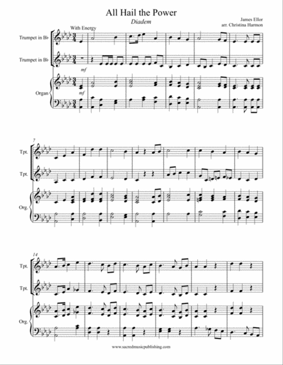 All Hail the Power - Two Trumpets and Organ Trumpet Duet scores gallery preview page 2