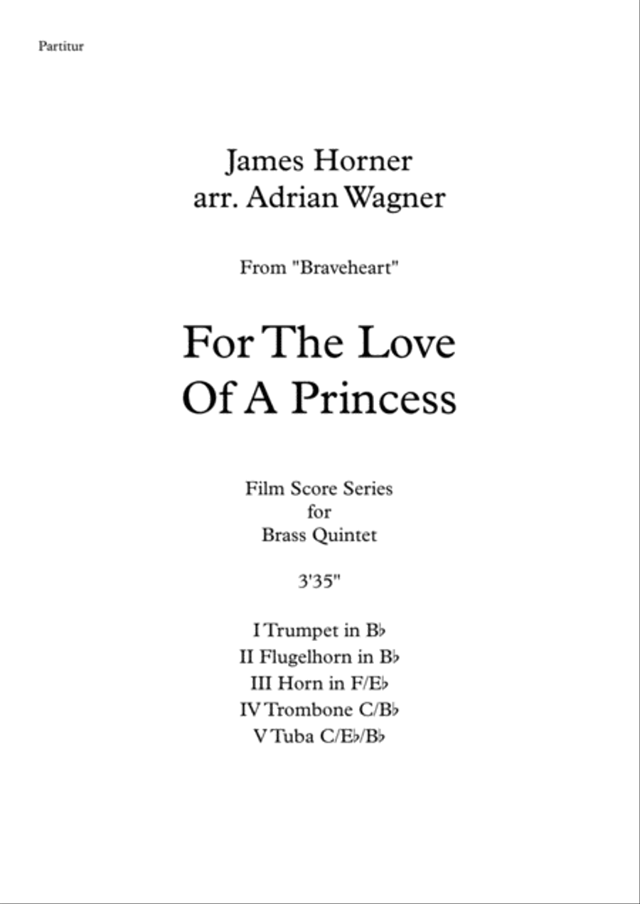 For The Love Of A Princess from the Twentieth Century Fox Motion Picture BRAVEHEART Brass Quintet scores gallery preview page 2