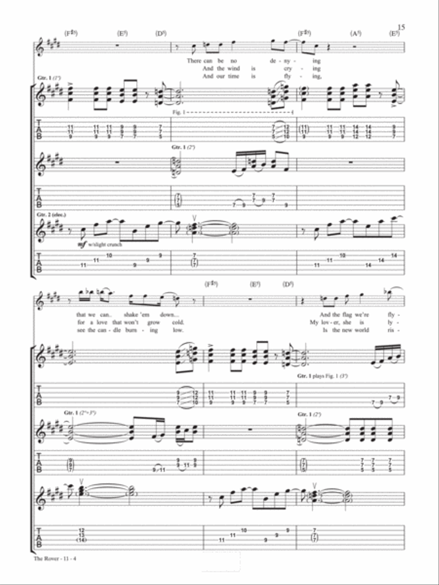 The Rover Guitar Tablature scores gallery preview page 4