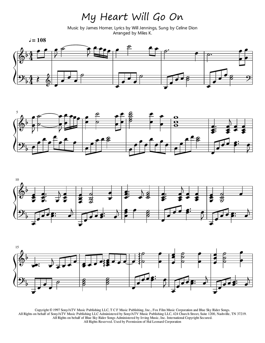 My Heart Will Go On (Love Theme from Titanic) Piano Solo scores gallery preview page 1