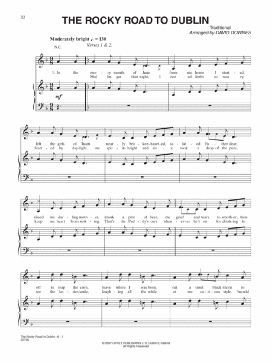 The Rocky Road to Dublin Piano, Vocal, Guitar scores gallery preview page 1