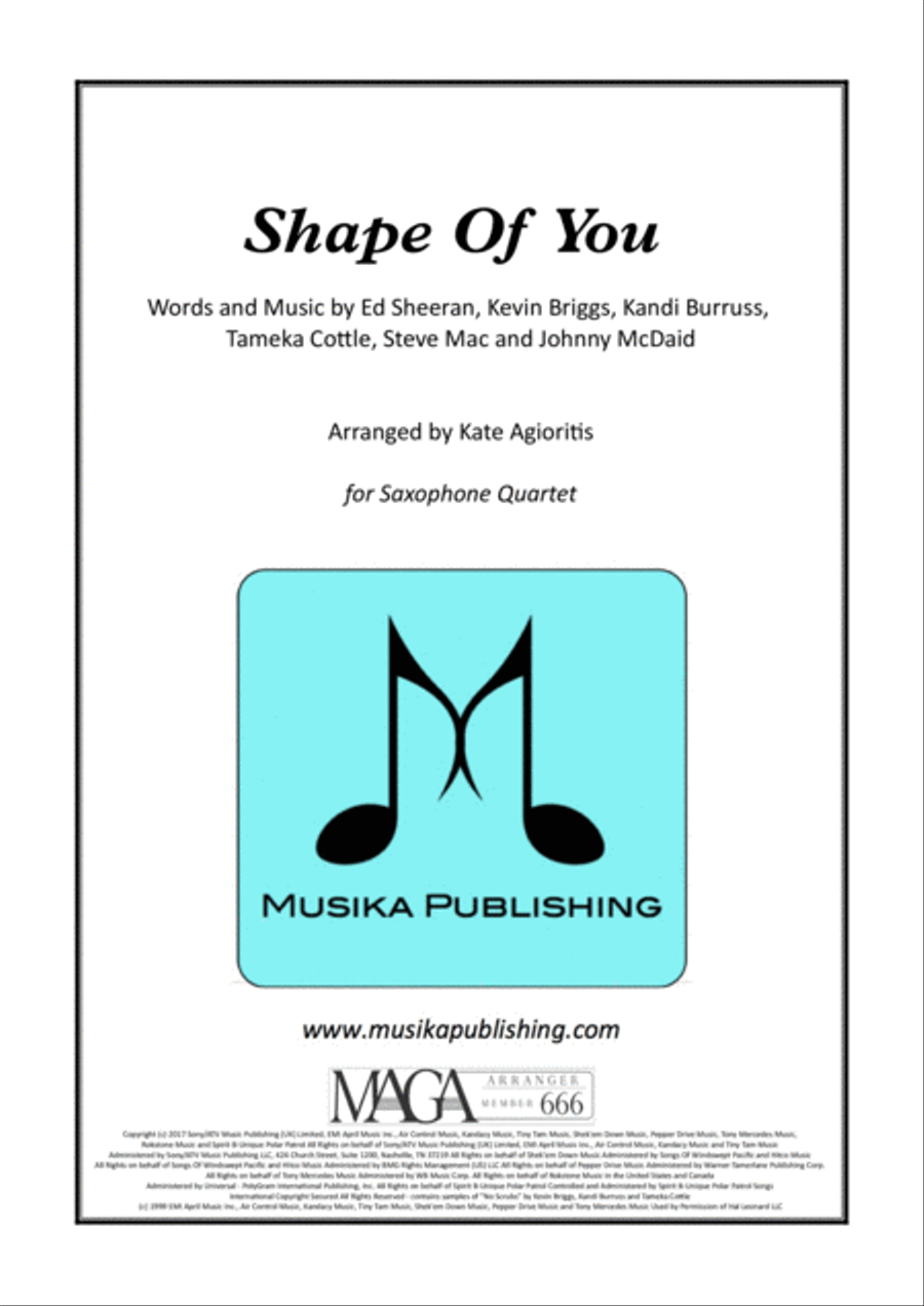 Shape Of You Saxophone Quartet scores gallery preview page 1