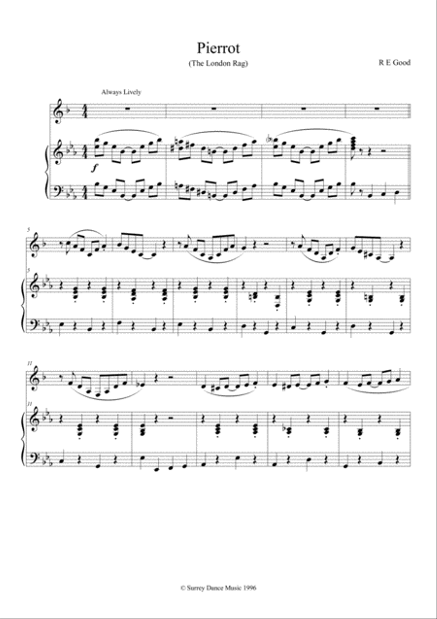 Pierrot (The London Rag) for Clarinet and Piano Clarinet Solo scores gallery preview page 1