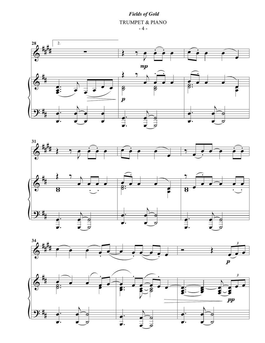 Fields Of Gold B-Flat Trumpet scores gallery preview page 4