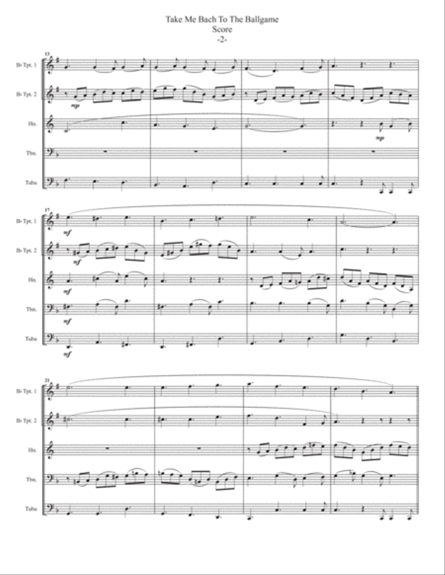 Take Me Bach To The Ball Game or Baseball, Joy of Man's Desiring for Brass Quintet Brass Quintet scores gallery preview page 4