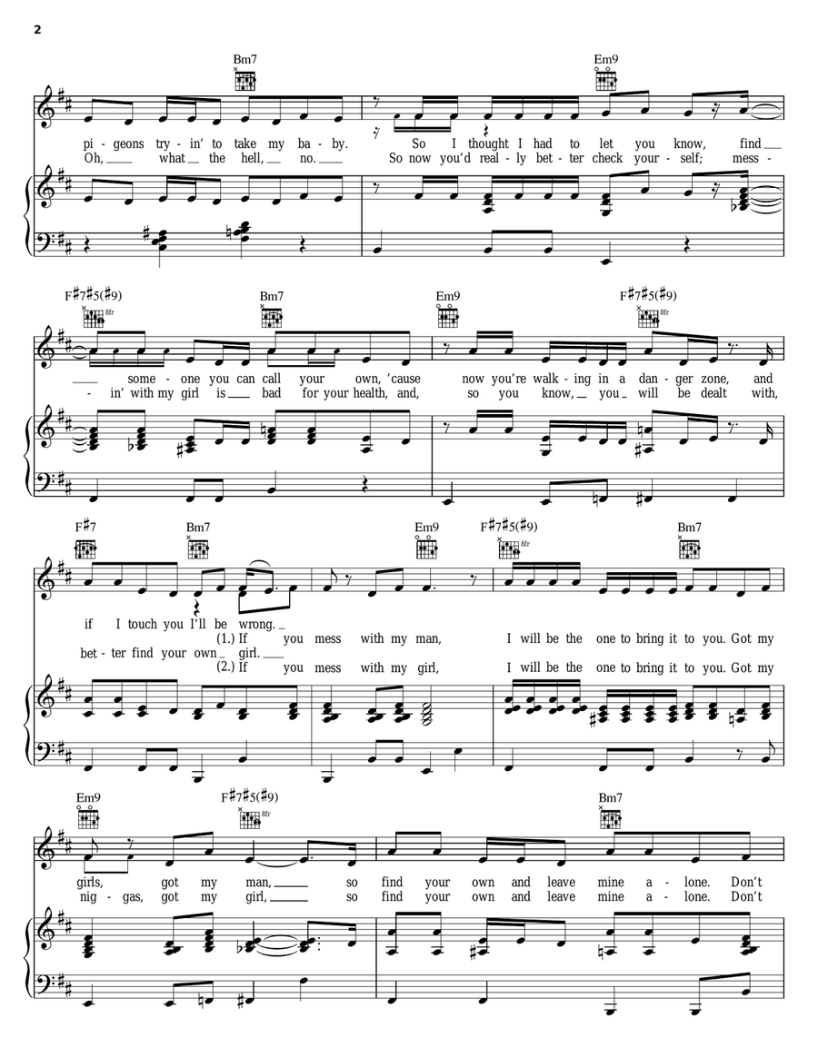 Don't Mess With My Man Piano, Vocal, Guitar scores gallery preview page 2