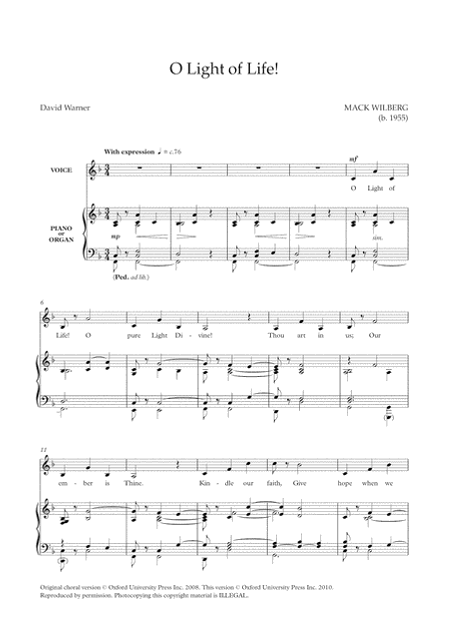 O Light of Life! (solo/low) Low Voice scores gallery preview page 2