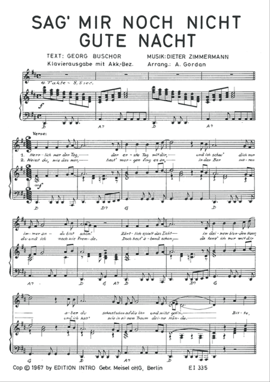 Sag' mir noch nicht Gute Nacht Piano, Vocal scores gallery preview page 3