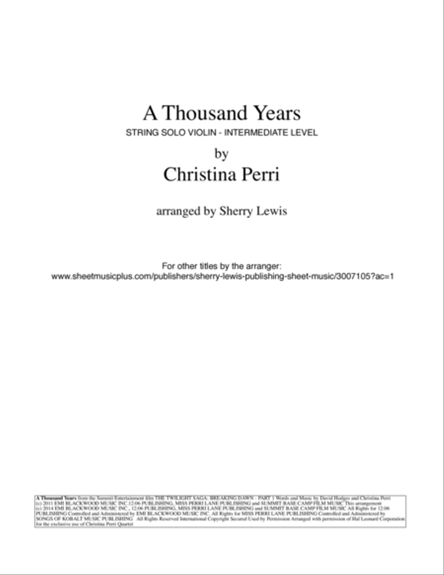 A Thousand Years Violin Solo scores gallery preview page 2
