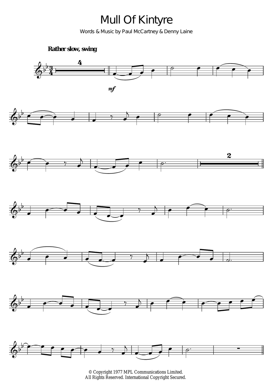 Mull Of Kintyre Mull Of Kintyre Violin Solo scores gallery preview page 1