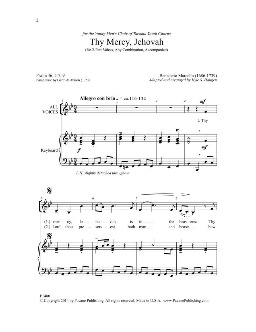 Thy Mercy, Jehovah Thy Mercy, Jehovah 2-Part scores gallery preview page 1
