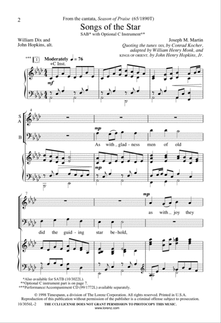Songs of the Star 3-Part scores gallery preview page 2