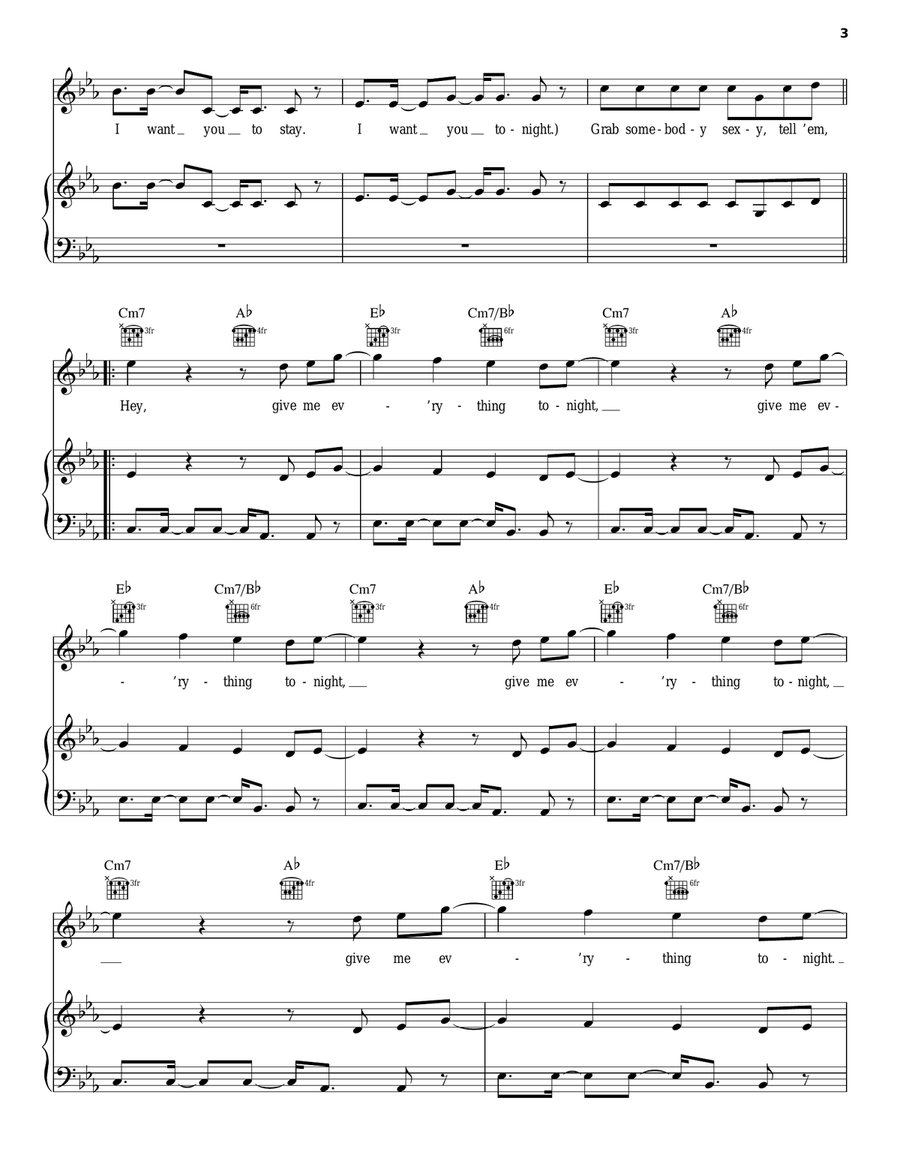 Give Me Everything (Tonight) Piano, Vocal, Guitar scores gallery preview page 3