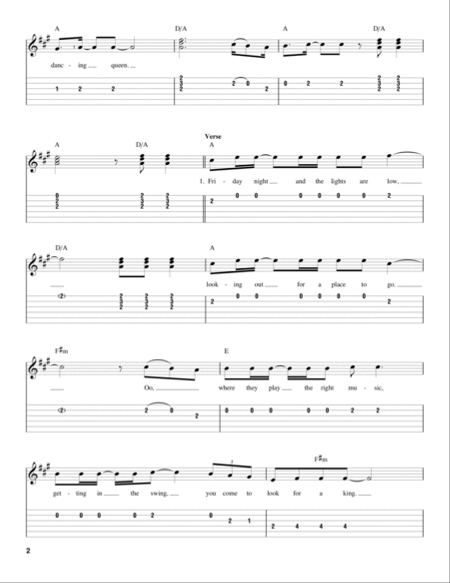 Dancing Queen Acoustic Guitar scores gallery preview page 2