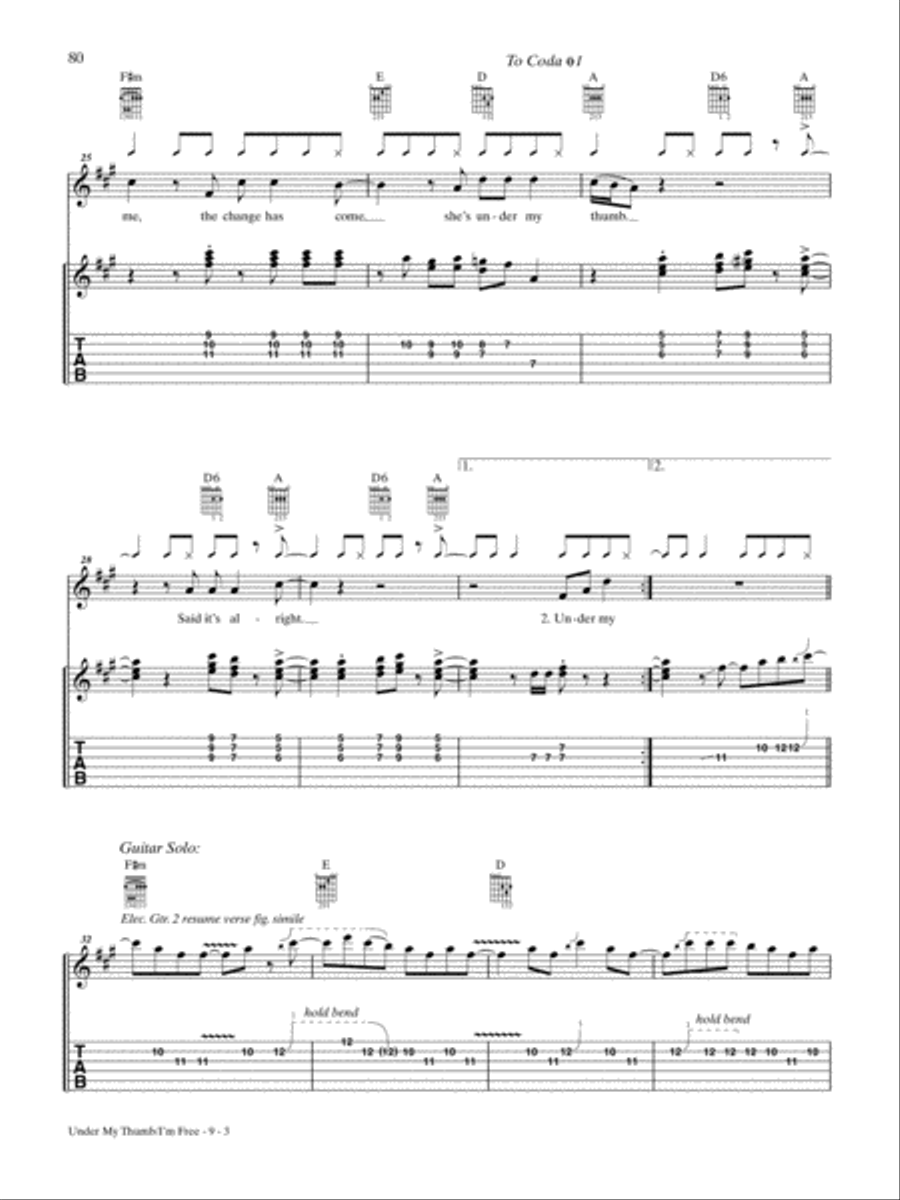 Under My Thumb (Live Version) Guitar Tablature scores gallery preview page 3