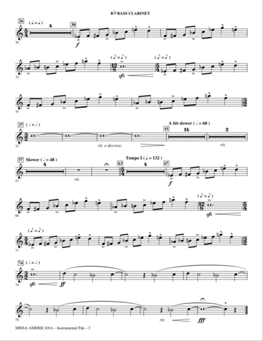Missa Americana - Bb Bass Clarinet Choir scores gallery preview page 3