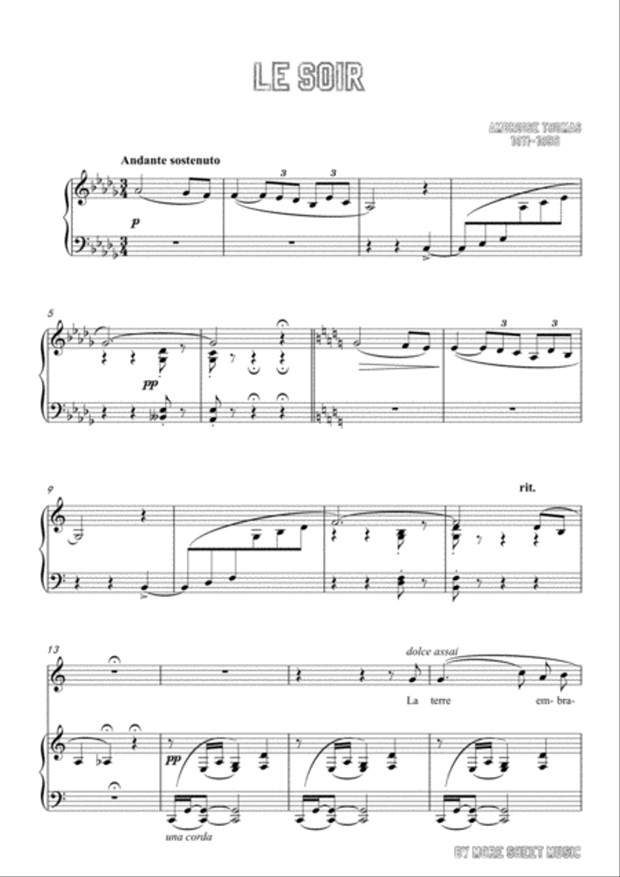 Thomas-Le soir in D flat Major,for Voice and Piano Voice Solo scores gallery preview page 3