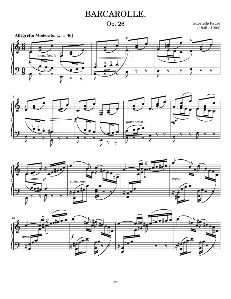 BARCAROLLE - Op.26 Piano Solo scores gallery preview page 1