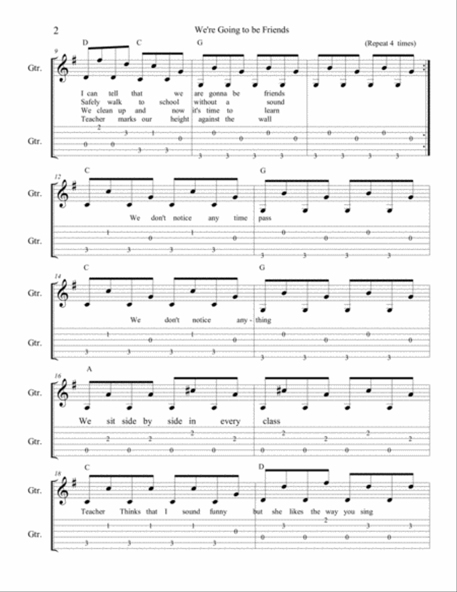 We're Going To Be Friends Guitar Tablature scores gallery preview page 2