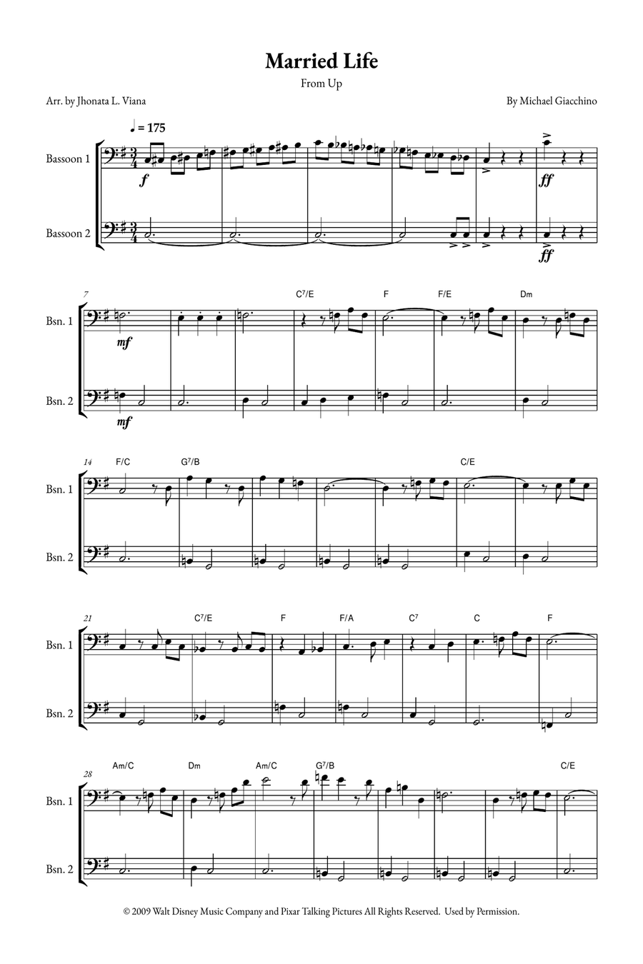 Married Life Woodwind Duet scores gallery preview page 1