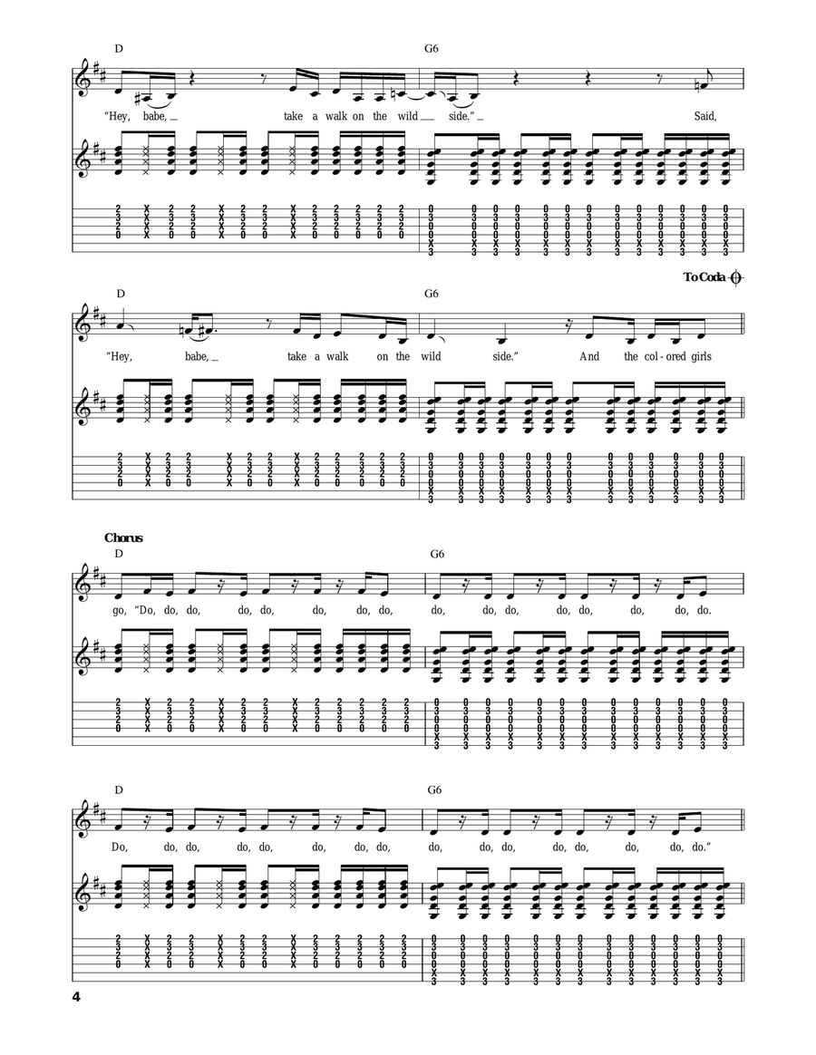 Walk On The Wild Side Acoustic Guitar scores gallery preview page 4