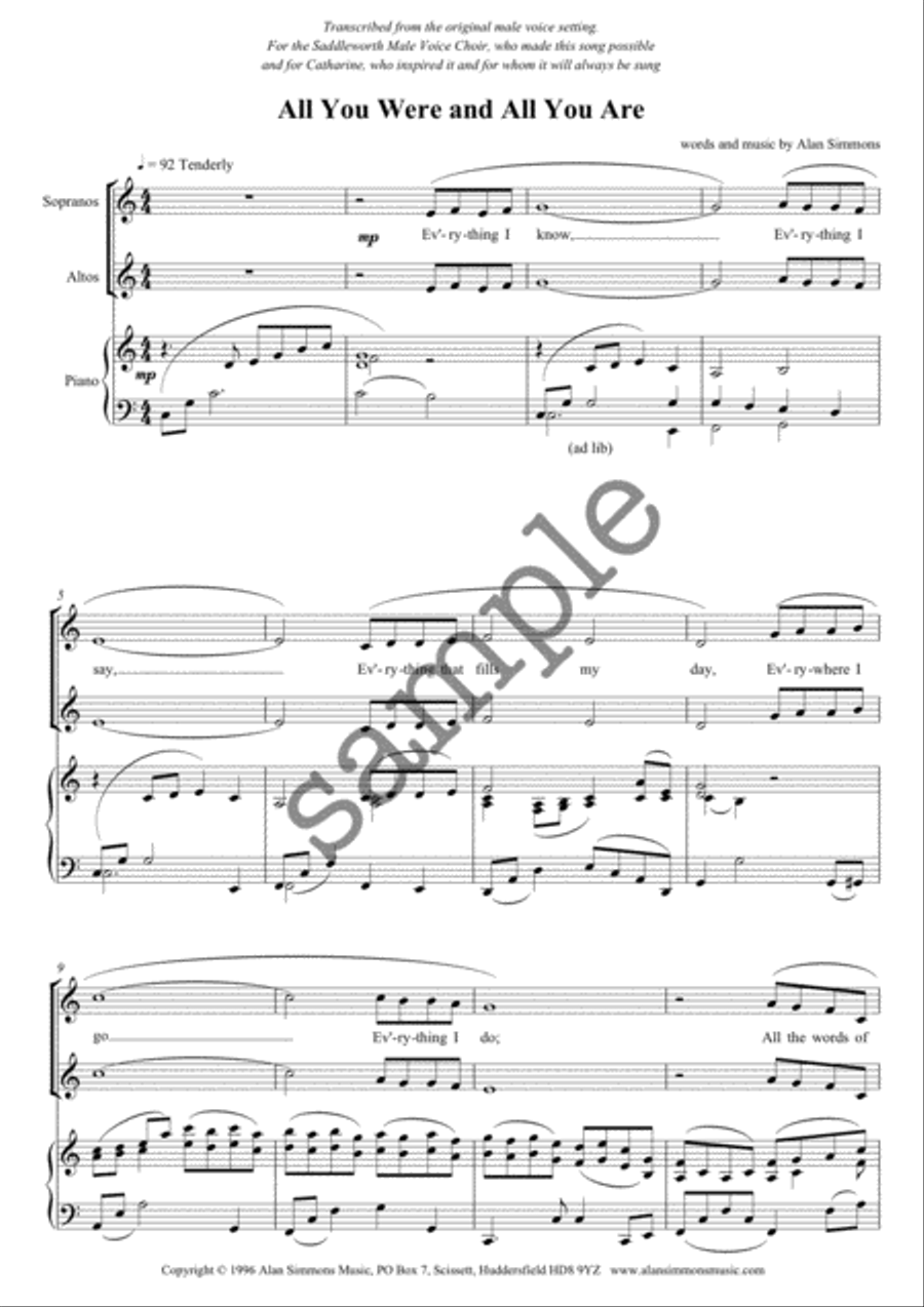 All You Were and All You Are SSAA scores gallery preview page 1