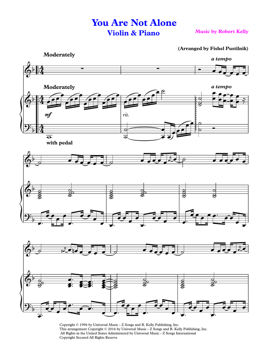 You Are Not Alone Violin Solo scores gallery preview page 2