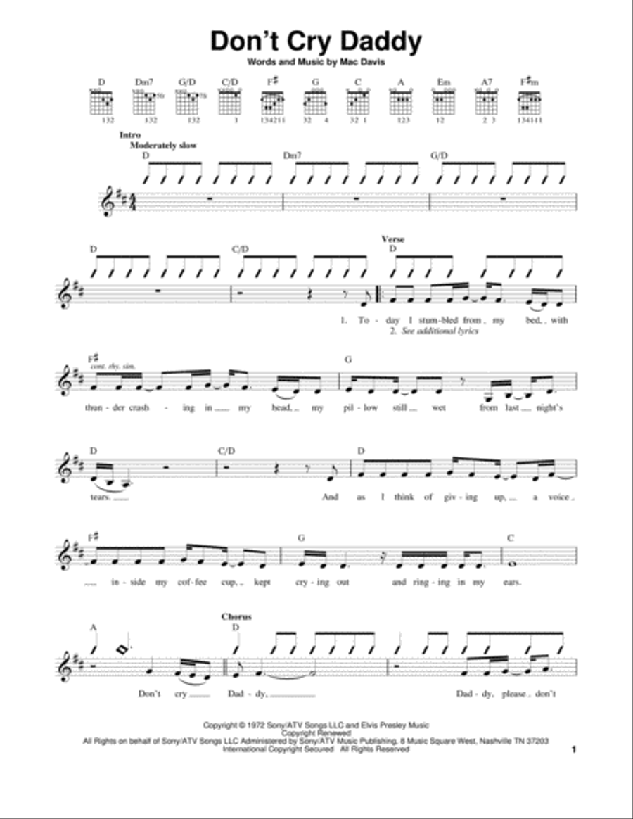 Don't Cry Daddy Acoustic Guitar scores gallery preview page 1