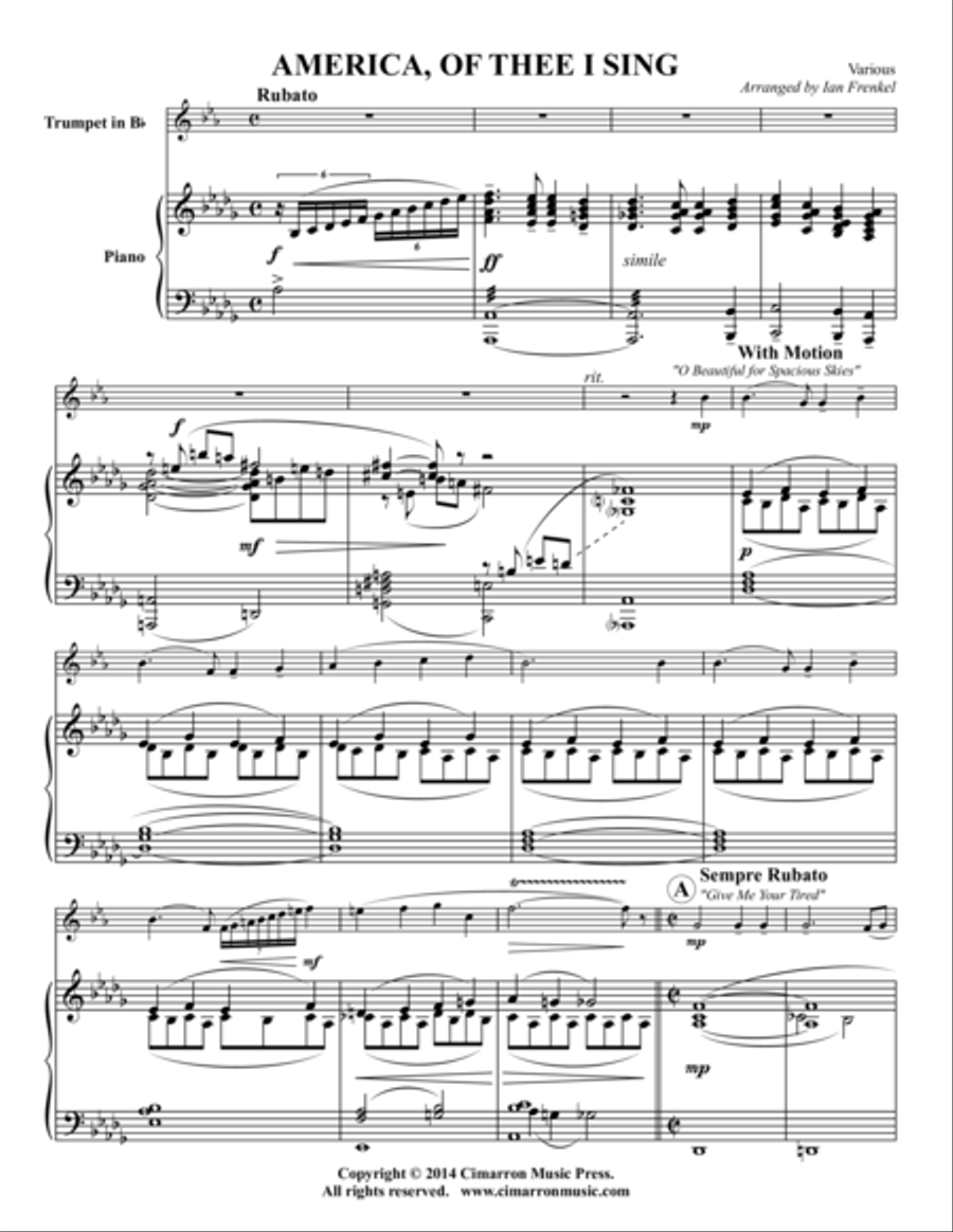 America, Of Thee I Sing Trumpet Solo scores gallery preview page 1