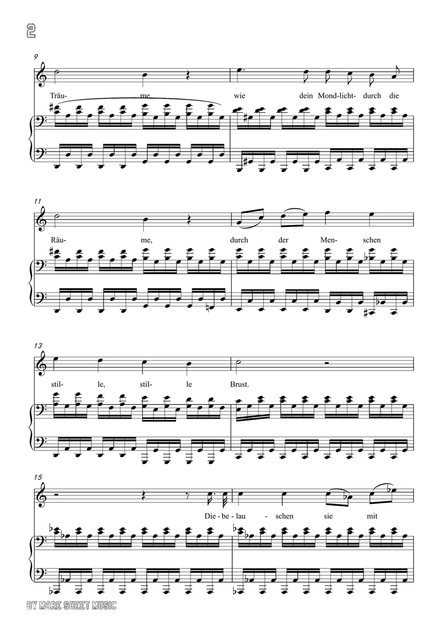 Schubert-Nacht und Träume in C Major,for voice and piano Piano, Vocal scores gallery preview page 4