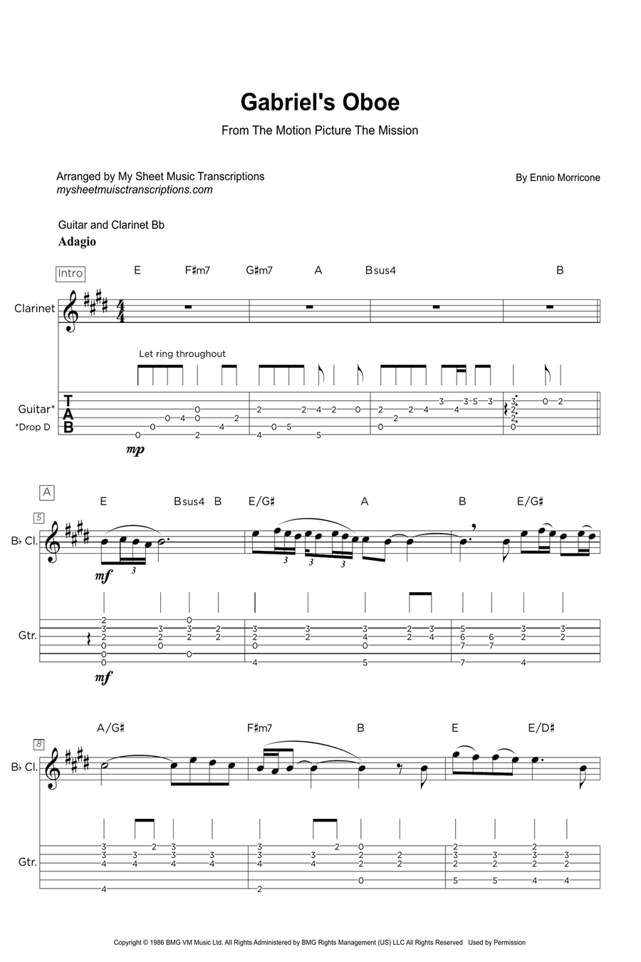 Gabriel's Oboe B-Flat Clarinet scores gallery preview page 1