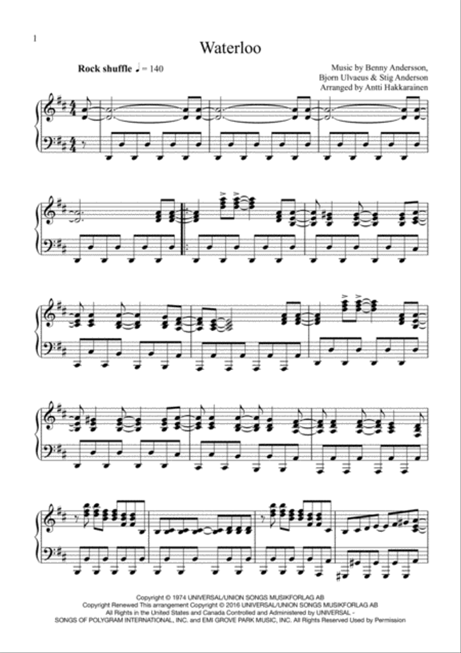 Waterloo Piano Solo scores gallery preview page 2