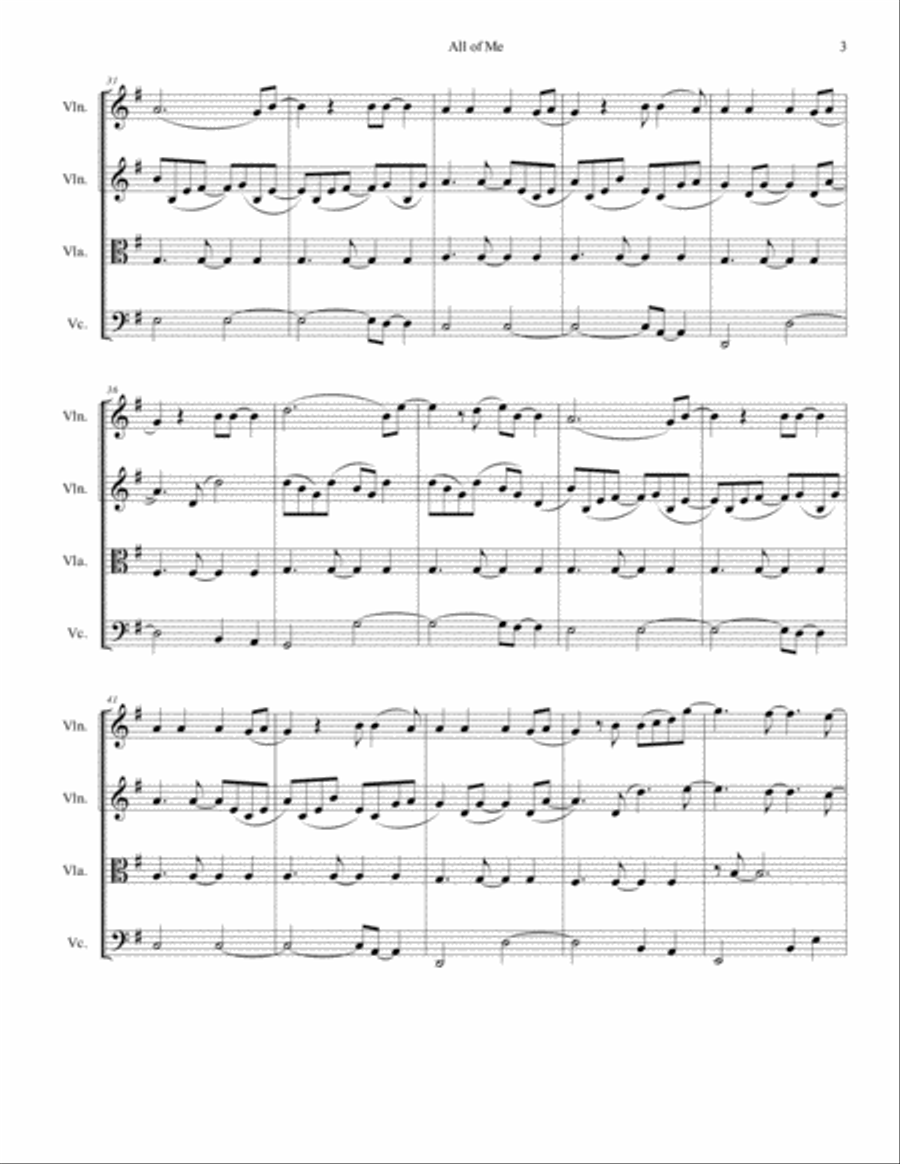 All Of Me String Quartet scores gallery preview page 4