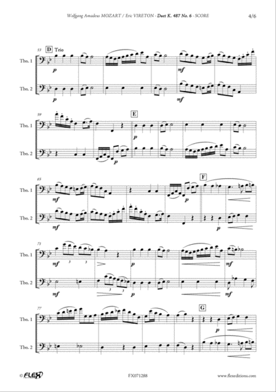 Duet K.487 No. 6 Duet K.487 No. 6 Trombone Duet scores gallery preview page 4