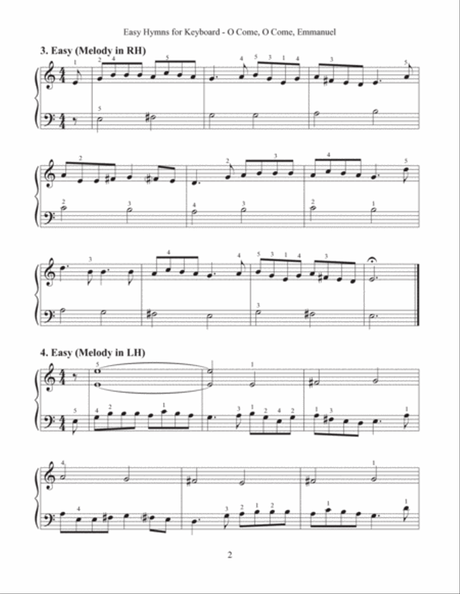 O Come, O Come, Emmanuel (Easy Hymns for Keyboard) Easy Piano scores gallery preview page 4