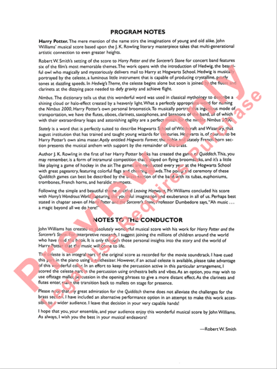 Harry Potter Symphonic Suite Concert Band scores gallery preview page 3