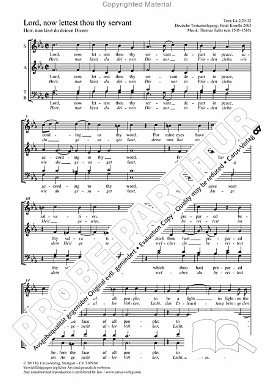 Lord, now lettest thou thy servant 4-Part scores gallery preview page 2