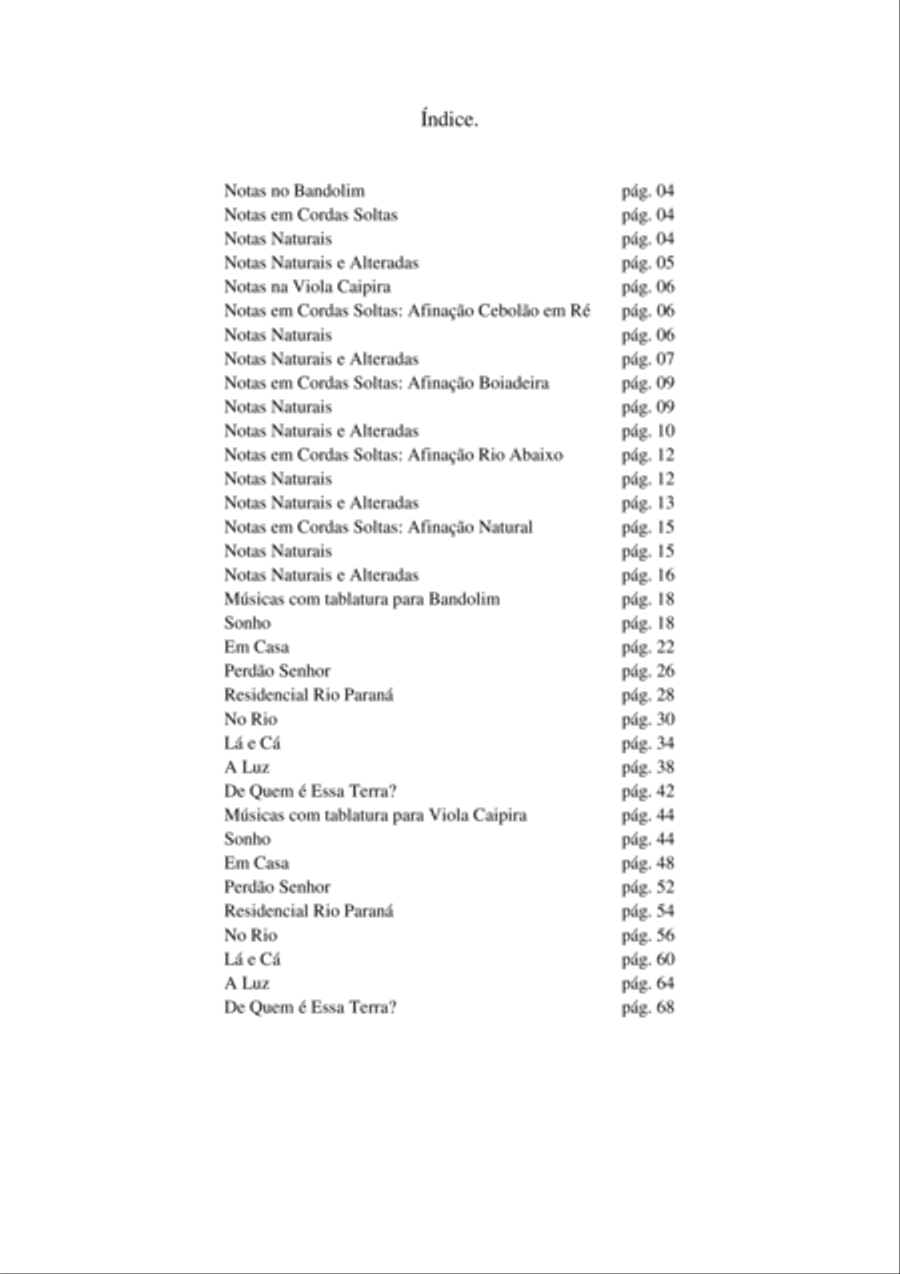 Bandolim e Viola Caipira: Músicas com Tablatura Piano, Vocal, Guitar scores gallery preview page 4