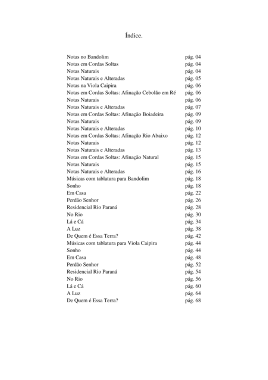 Bandolim e Viola Caipira: Músicas com Tablatura