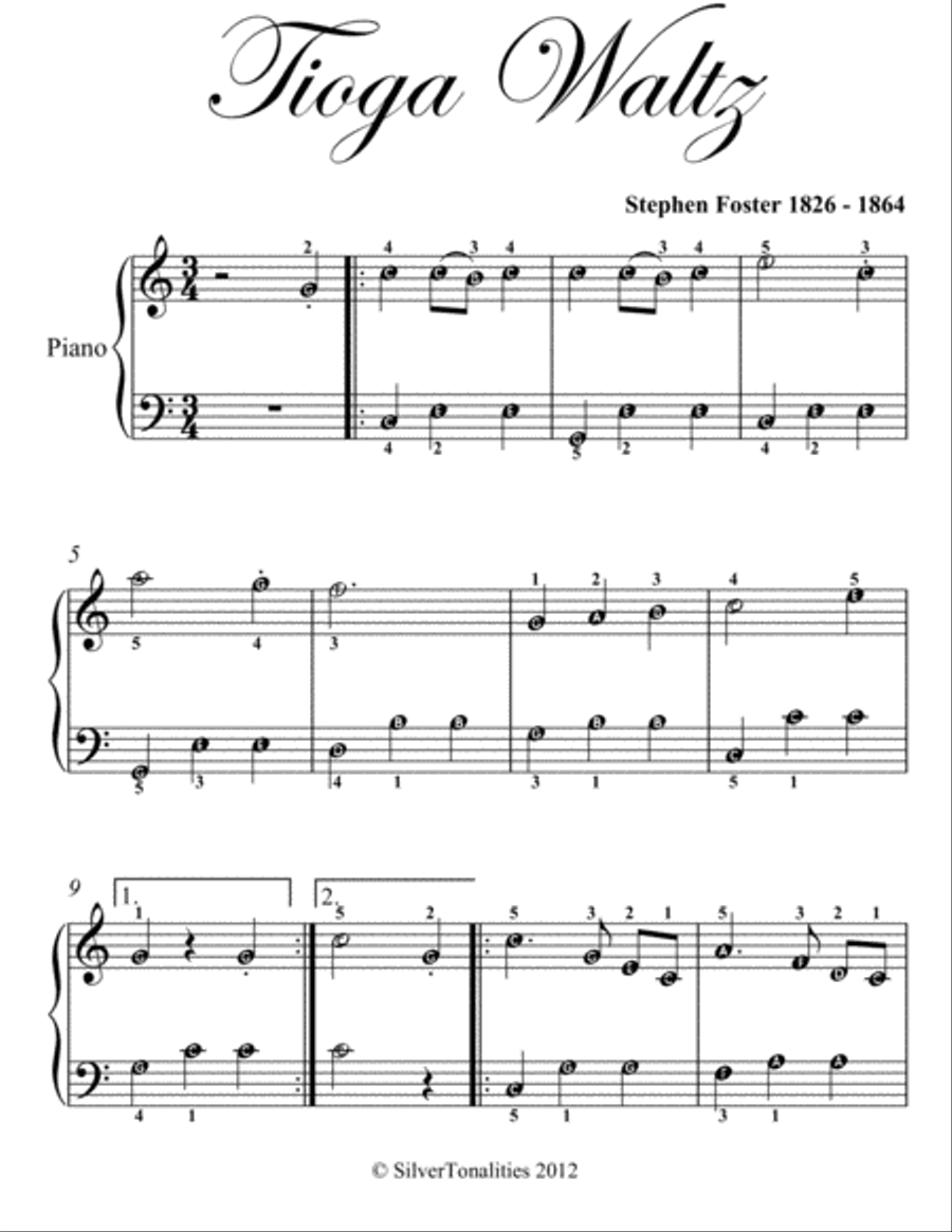Tioga Waltz Easy Piano Sheet Music Easy Piano scores gallery preview page 2
