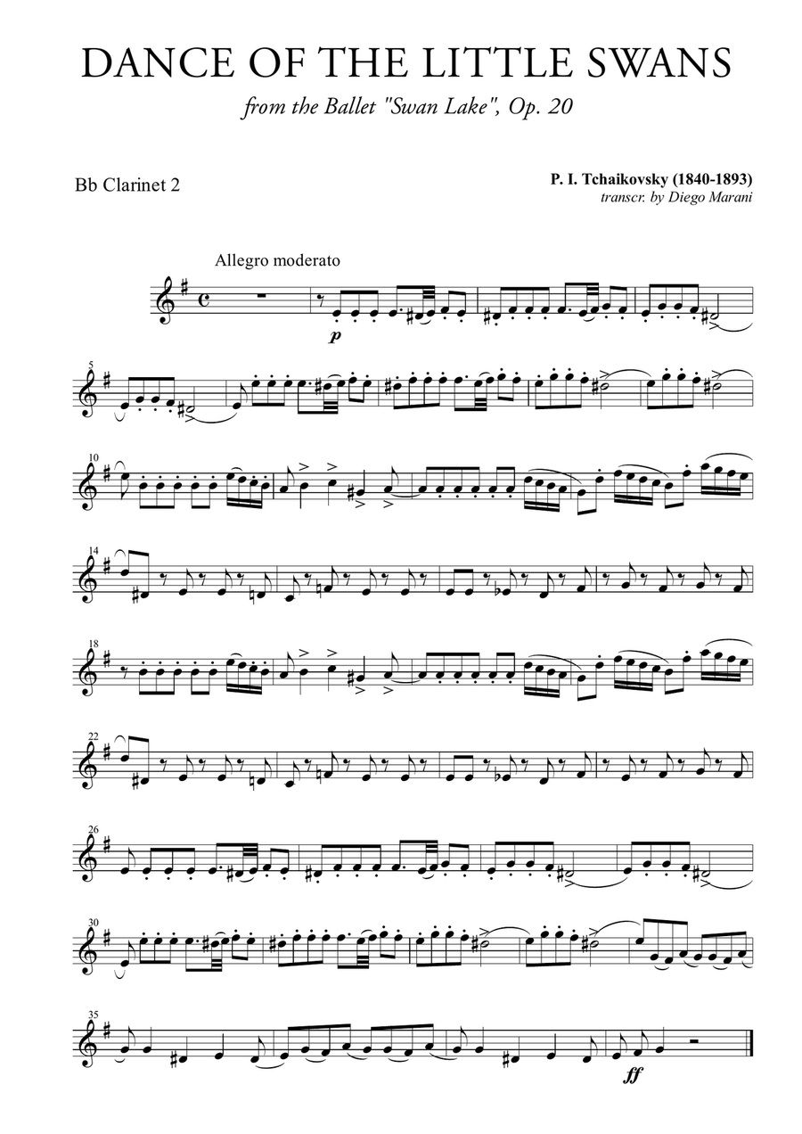 Dance of the Little Swans for Clarinet Quartet Clarinet Quartet scores gallery preview page 2