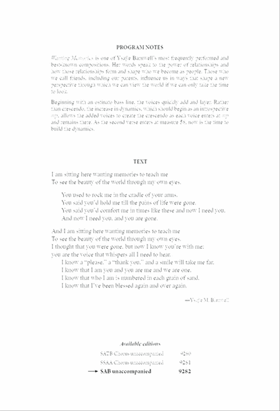 Wanting Memories Wanting Memories 3-Part scores gallery preview page 2