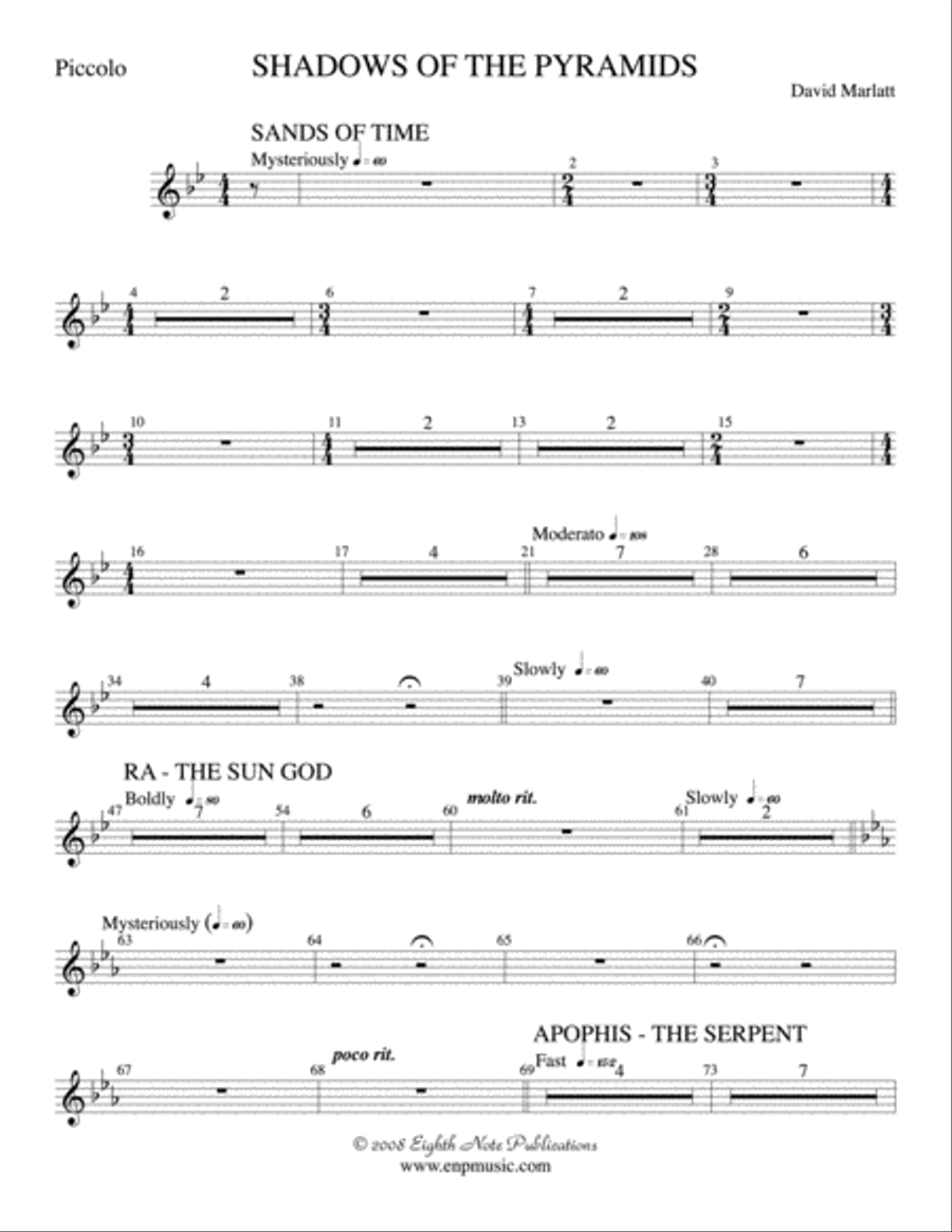 Shadows of the Pyramids: Piccolo Concert Band scores gallery preview page 1