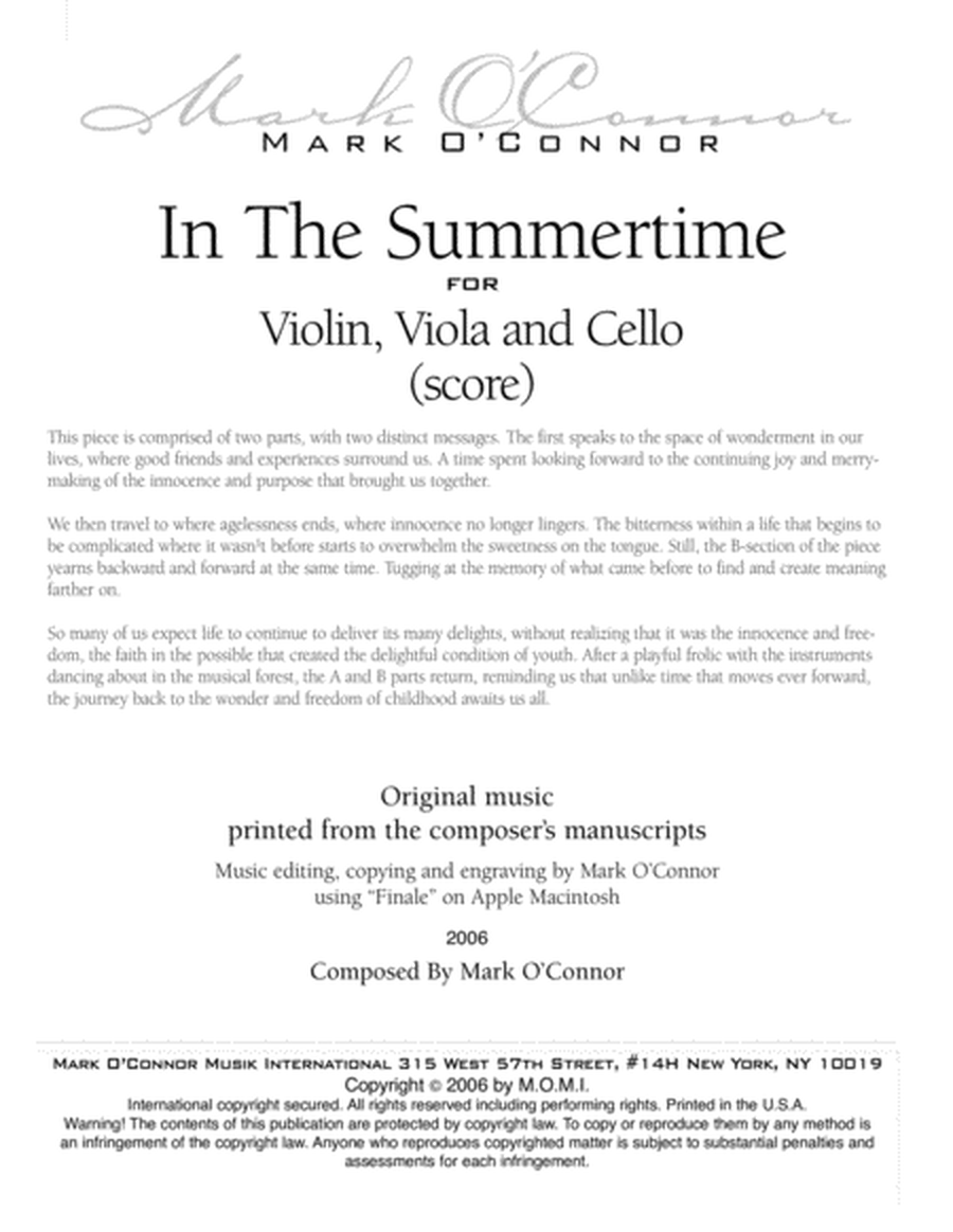 In The Summertime (score - vln, vla, cel) image number null